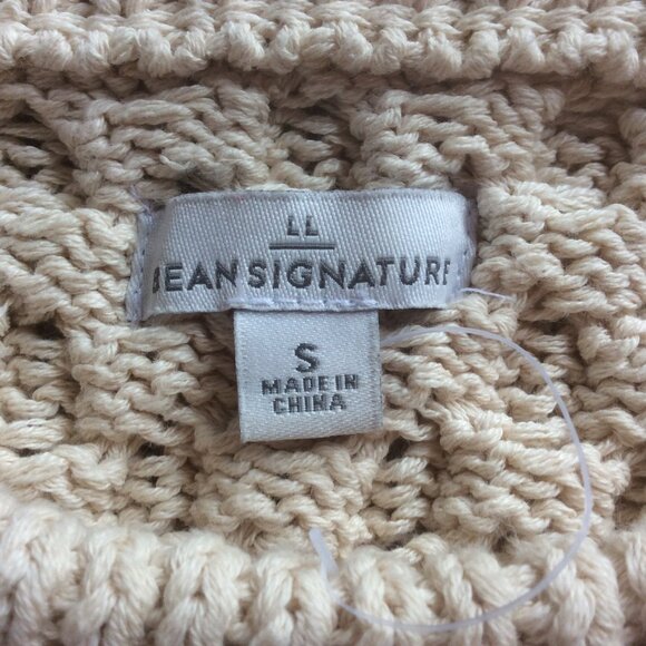 L.L. Bean Signature Beige/Ivory Fisherman Chunky Cable Knit Tunic Sweater Small - Picture 2 of 5